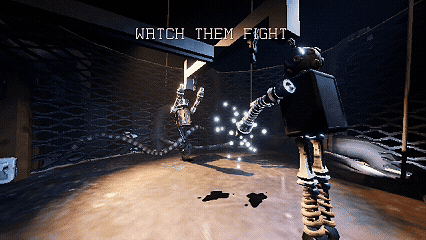 Two scrap robots fighting in the arena